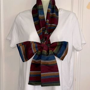 Vintage Striped Multicolor Long Wide Scarf, Sash or Belt